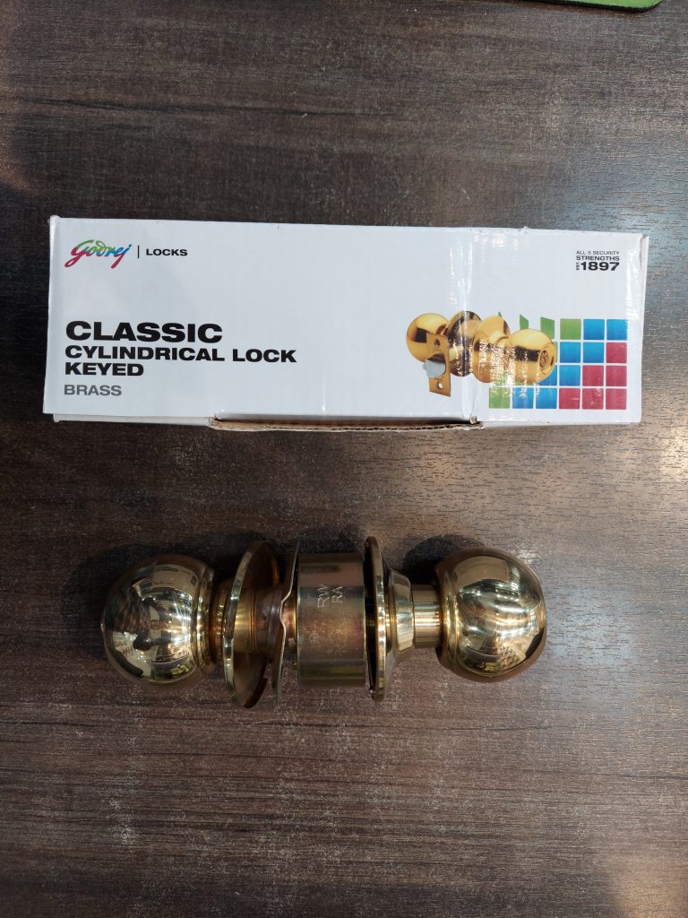 godrej classic cylindrical lock brass keyed 5807